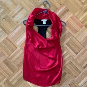 ARDEN B Low-Cut Sleeveless Cowl Neck Top w/ Black Racerback